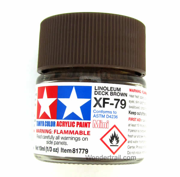 TAM81779 XF-79 Mini Flat Linoleum Deck Brown Acrylic 10ml (1/3oz) Bottle Hobby Paint Tamiya Main Image