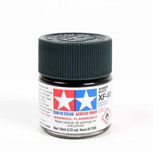 TAM81785PT XF-85 Mini Flat Black Rubber Acrylic 10ml (1/3oz) Bottle Hobby Paint Tamiya