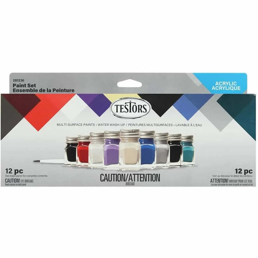 TES281236 Acrylic Auto and Truck Model Paint Finishing Kit Testers