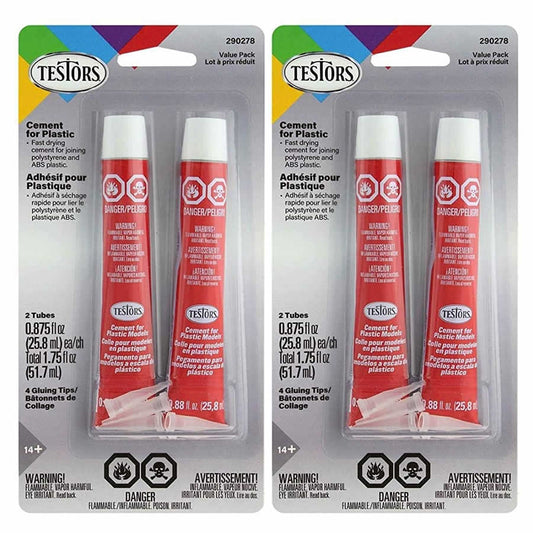 TES3509E2 Plastic Cement 2 Packs of 2 Tube Value Pack 7/8 Ounce Each Main Image