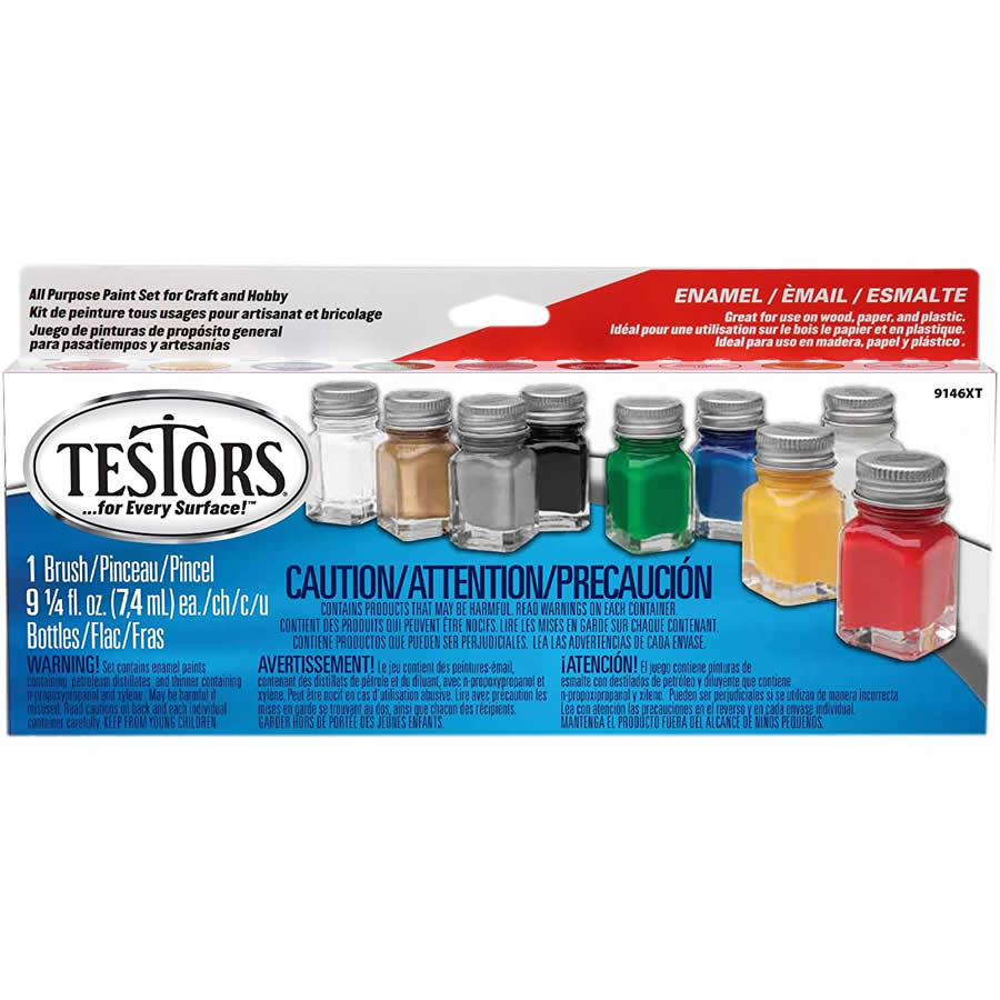 TES9146PT All-Purpose Gloss Enamel 8 Color Paint Set by Testors