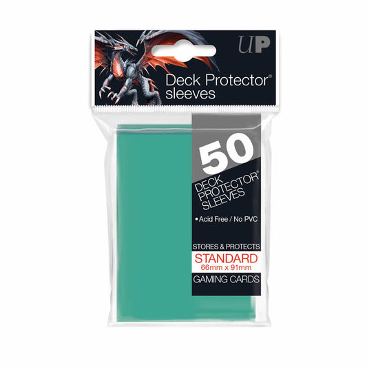 UPR15259 Aqua Standard Deck Card Protector Sleeves 66mm x 91mm 50ct Main Image