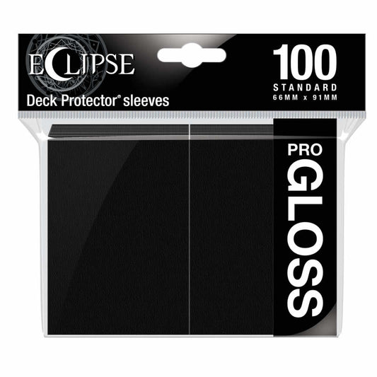 UPR15601 Jet Black Gloss Standard Sleeves 66mm x 91mm 100-sleeves Single Pack Eclipse Main Image