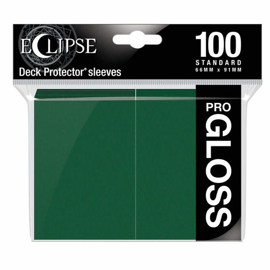 UPR15605 Forest Green Gloss Standard Sleeves 66mm x 91mm 100-sleeves Single Pack Eclipse Main Image