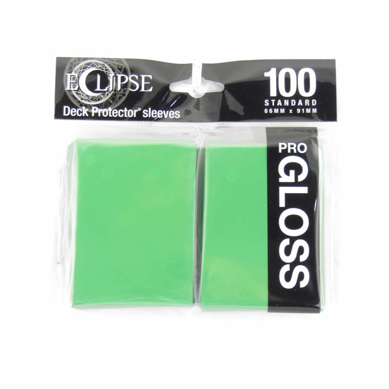 UPR15606 Lime Green Gloss Standard Sleeves 66mm x 91mm 100-sleeves Single Pack Eclipse Main Image