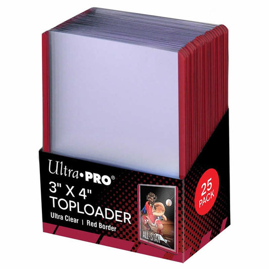 UPR81159 Red Boarder 3in x 4in Clear Top Loader Sleeves Pack of 25 Main Image