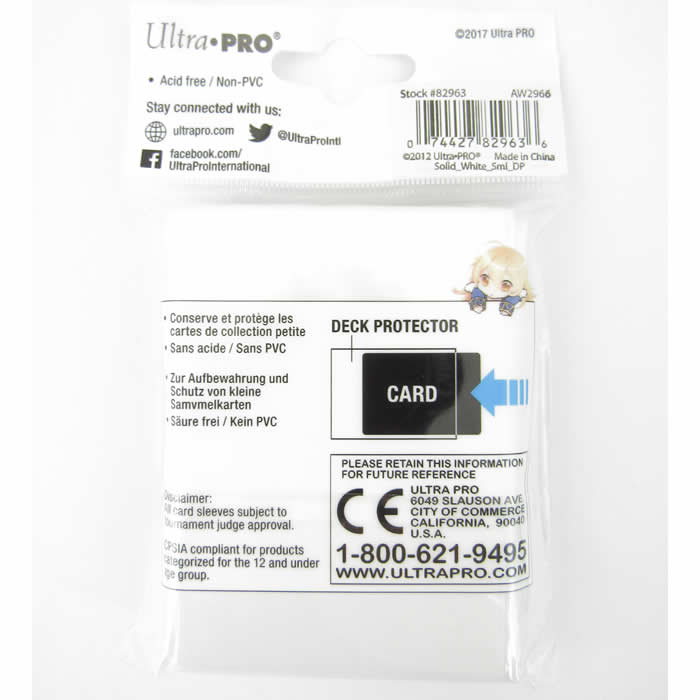 UPR82963 White Small Card Sleeves 60 Count Ultra Pro 2nd Image