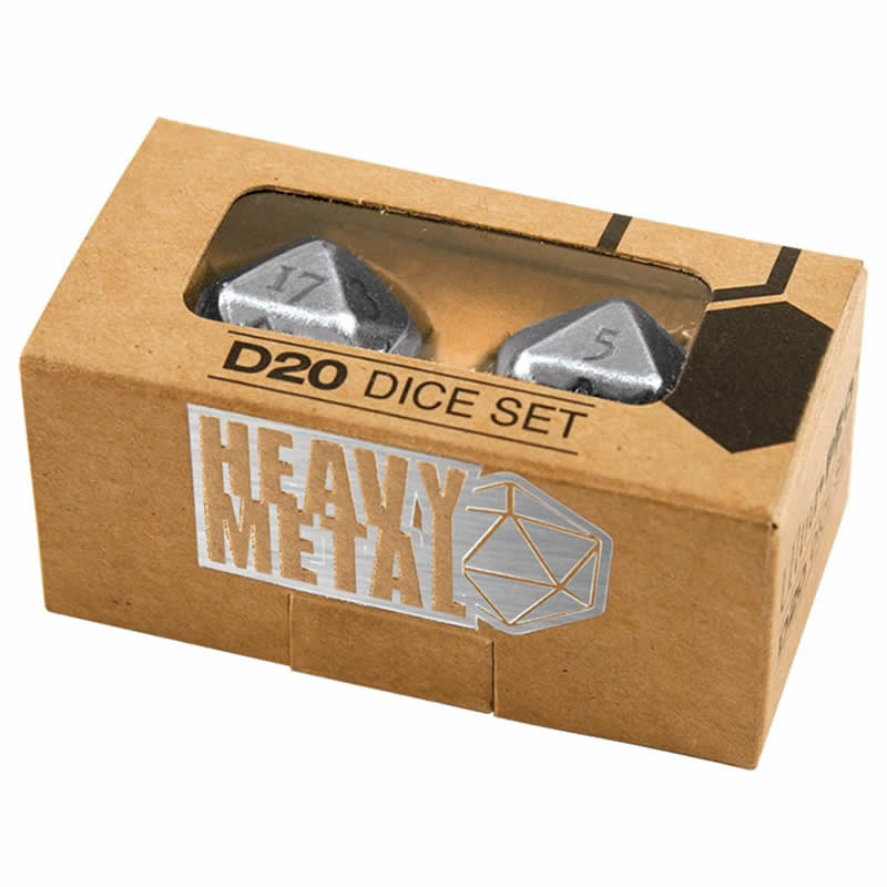 UPR84900 Heavy Metal Dice Chrome Antique Finish D20 Pack of 2 Ultra Pro Main Image