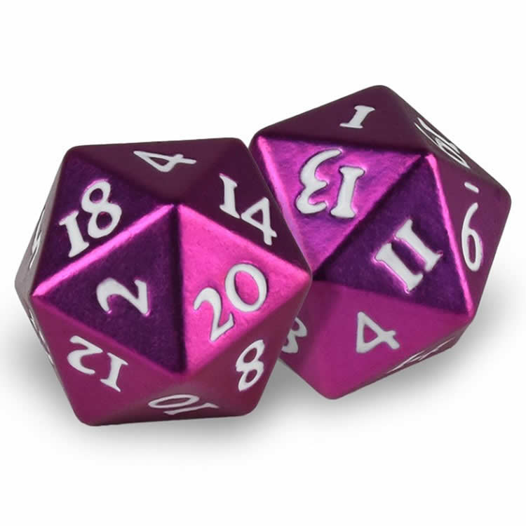UPR85339 Heavy Metal Dice Grenadine Finish White Numbers D20 Pack of 2 Main Image