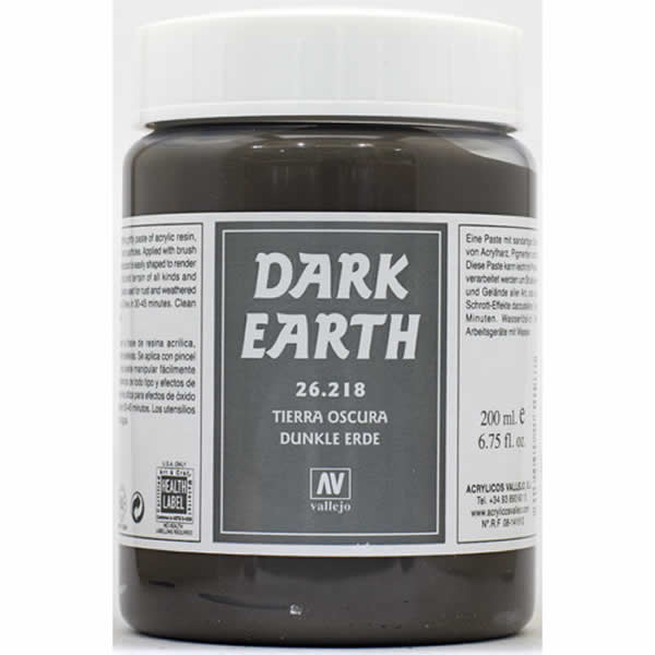 VAL26218 Dark Earth Effects 200ml (6.75 Fl. Oz) Jar Vallejo Paints Main Image