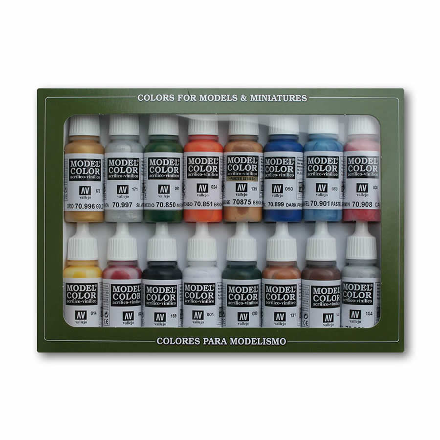 VAL70101 Folkstone Acrylic Basic Paint Set 1 Vallejo Paints Main Image