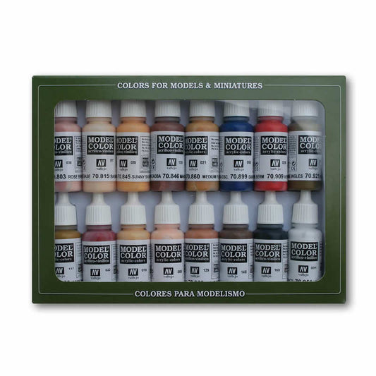 VAL70125 Face And Skin Tones Acrylic Paint Set Vallejo Paints Main Image