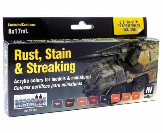 VAL70183 Rust Stain and Streaking Step by Step Model Paint Set Vallejo Main Image