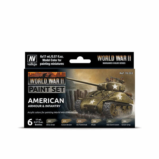 VAL70203 American WWII Armour And Infantry Acrylic Color Set Vallejo Main Image