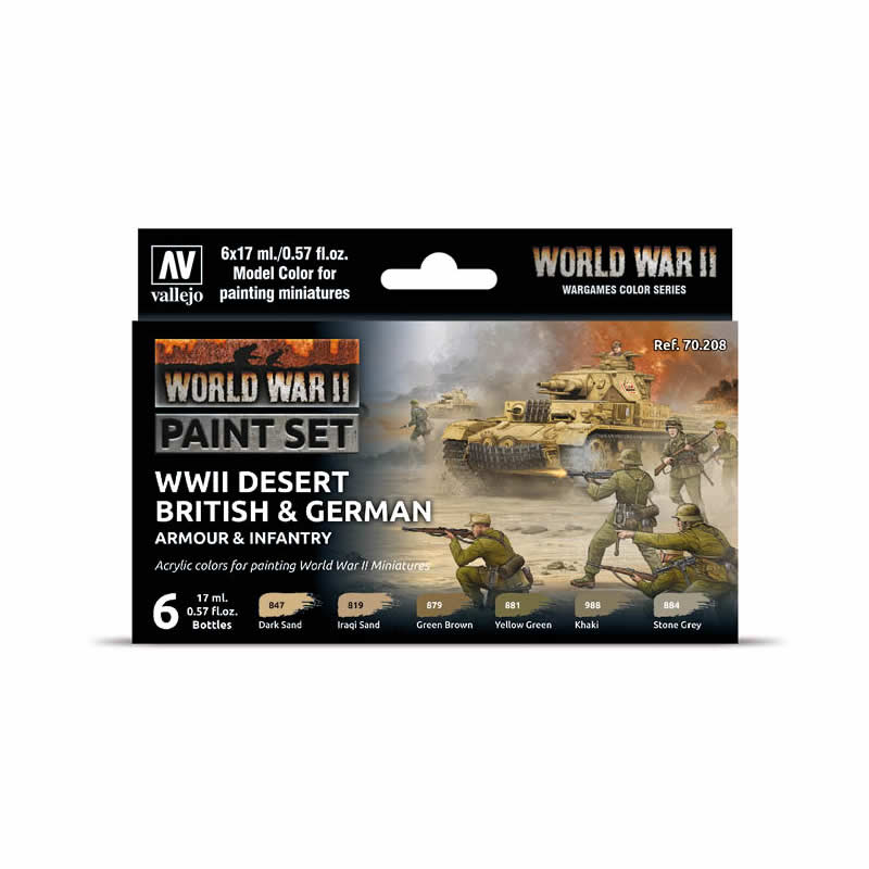 VAL70208 WWII British And German Armour And Infantry Acrylic Paint Set Vallejo Main Image