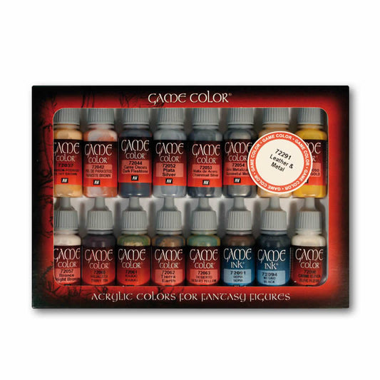 VAL72291 Leather And Metal  Acrylic Paint Set Vallejo Paints Main Image