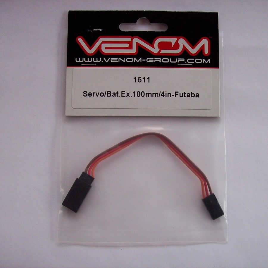 VEN-1611 Servo to Batt. Ext. Cable 100mm / 4in for JR and Hitech Servos