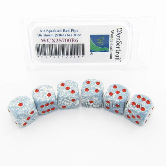 WCX25700E6 Air Speckled Dice Red Pips D6 16mm Pack of 6 Main Image