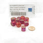 WCX26867E12 Red and Violet Gemini Translucent Dice Gold Pips D6 12mm (1/2in) Set of 12 2nd Image