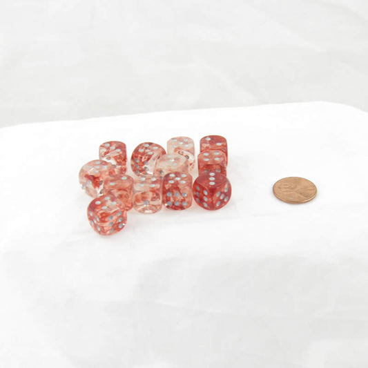 WCX27954E12 Red Nebula Luminary Dice Silver Pips 12mm (1/2in) D6 Set of 12 Main Image