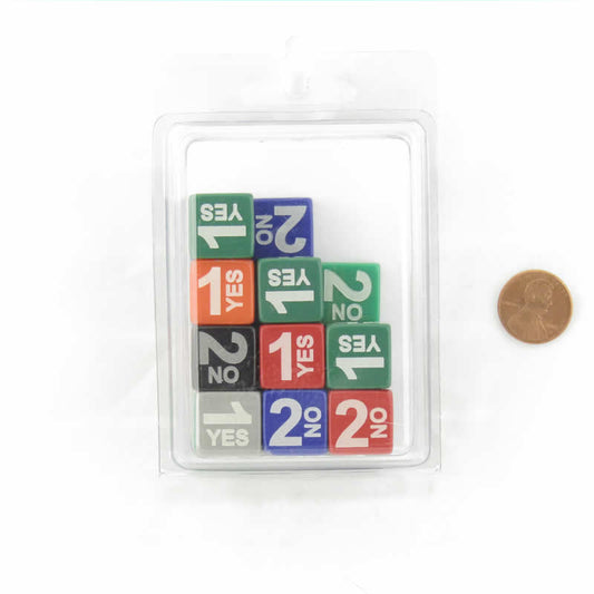 WCXCV0067E20  Yes and No 1 and 2 Dice Assorted Colors with Numbers 16mm D6 (1-2 3 times) Pack of 20 Main Image