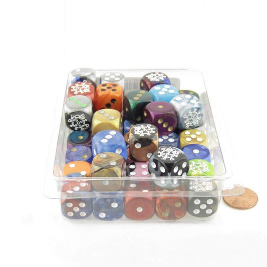 WCXCV0130E50 Sick Dice Assorted Colors with Pips 16mm (5/8in) D6 Pack of 50 Main Image