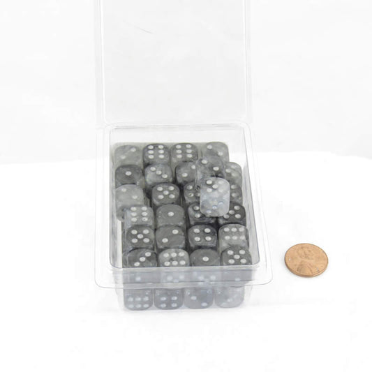 WCXDB1278E50 Light Smoke Borealis Dice Luminary Silver Pips 12mm (1/2in) D6 Set of 50 Main Image