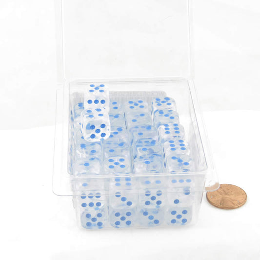 WCXDB1281E50 Icicle Borealis Dice Luminary Light Blue Pips 12mm (1/2in) D6 Set of 50 Main Image