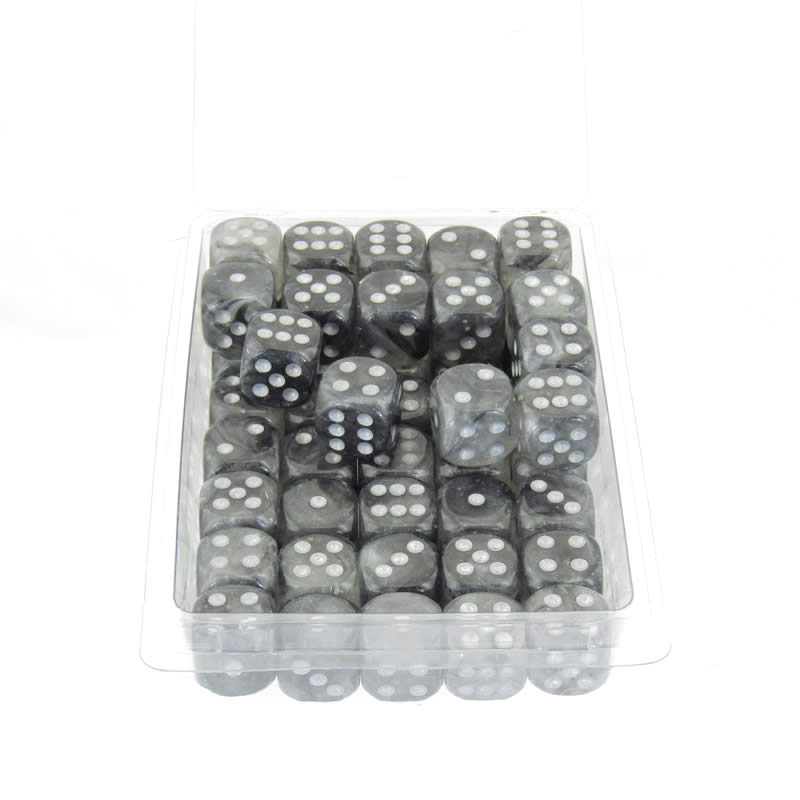 WCXDB1678E50 Light Smoke Borealis Dice Luminary Silver Pips 16mm D6 Set of 50 Main Image