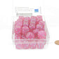 WCXDB1684E50 Pink Borealis Dice Luminary Silver Pips 16mm (5/8 inch) D6 Set of 50 2nd Image
