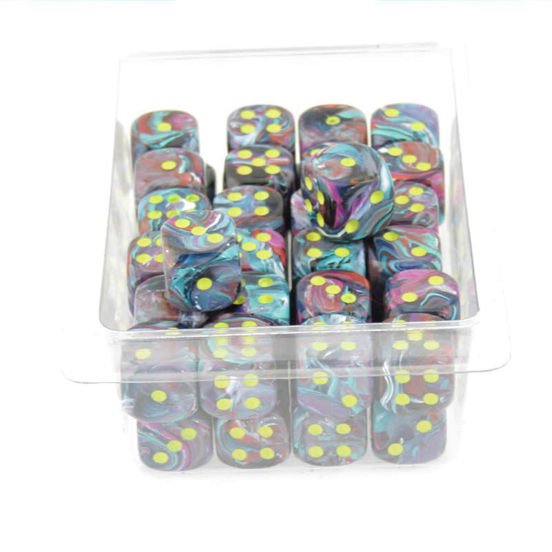 WCXDF1250E50 Mosaic Festive Dice Yellow Pips 12mm (1/2in) D6 Pack of 50 2nd Image