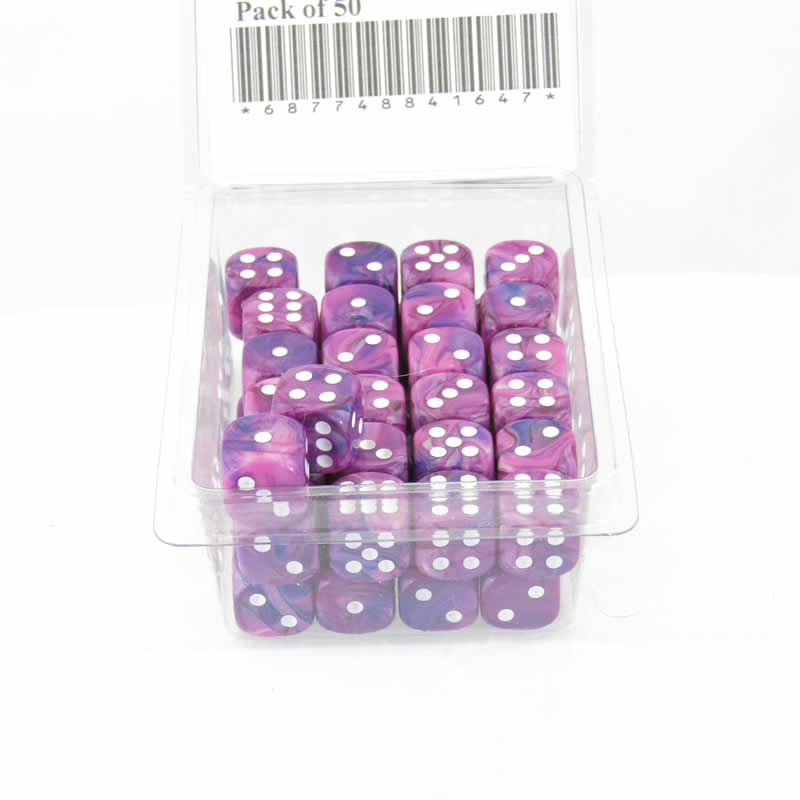 WCXDF1257E50 Violet Festive Dice with White Pips 12mm (1/2in) D6 Pack of 50 2nd Image