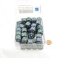WCXDF1665E50 Green Festive Dice with Silver Pips 16mm (5/8in) D6 Pack of 50 2nd Image