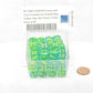 WCXDG1266E50 Green and Teal Translucent Gemini Dice Yellow Pips D6 12mm (1/2in) Pack of 50