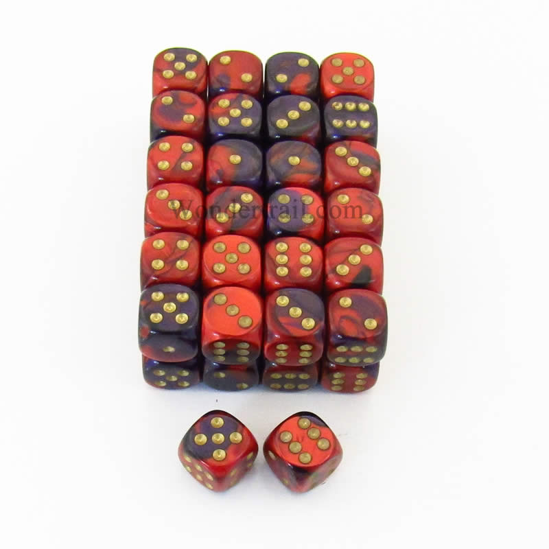 WCXDG1626E50 Purple Red Gemini Dice White Pips D6 16mm Pack of 50 2nd Image