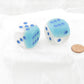 WCXDG3065E2 Pearl Turquoise and White Gemini Luminary Dice Blue Pips 30mm (1.18in) D6 Pack of 2 Main Image