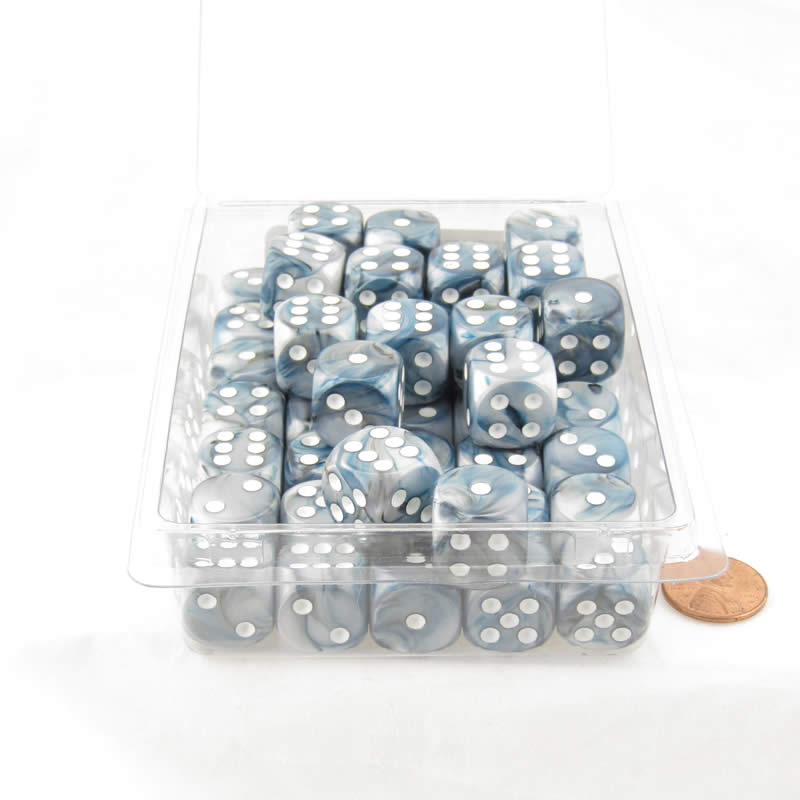 WCXDL1690E50 Slate Lustrous Dice White Pips D6 16mm (5/8in) Bulk Pack of 50 Main Image