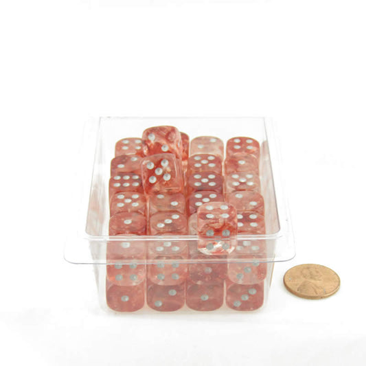 WCXDN1254E50 Red Nebula Dice Luminary with Silver Pips 12mm (1/2in) D6 Set of 50 Main Image