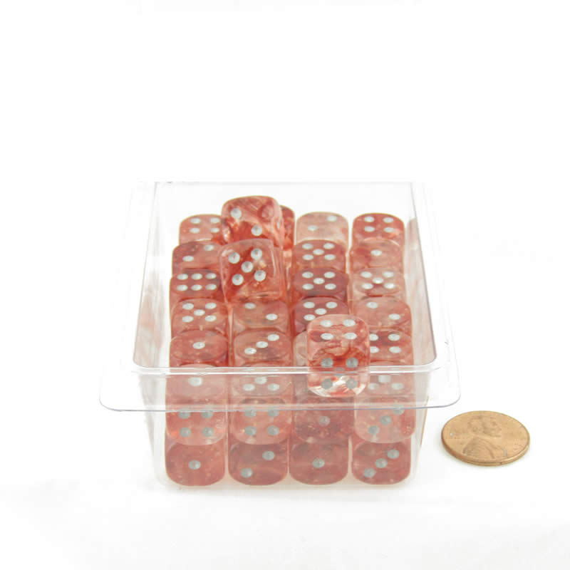 WCXDN1254E50 Red Nebula Dice Luminary with Silver Pips 12mm (1/2in) D6 Set of 50 Main Image
