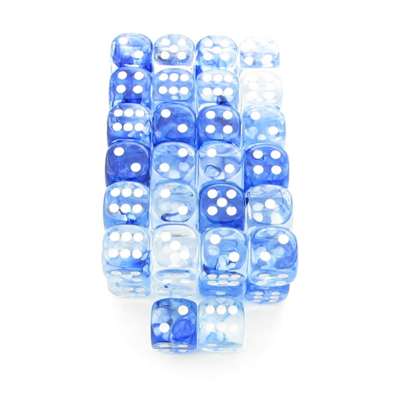 WCXDN1616E50 Dark Blue Nebula Dice White Pips D6 16mm Bulk Pack of 50 Main Image