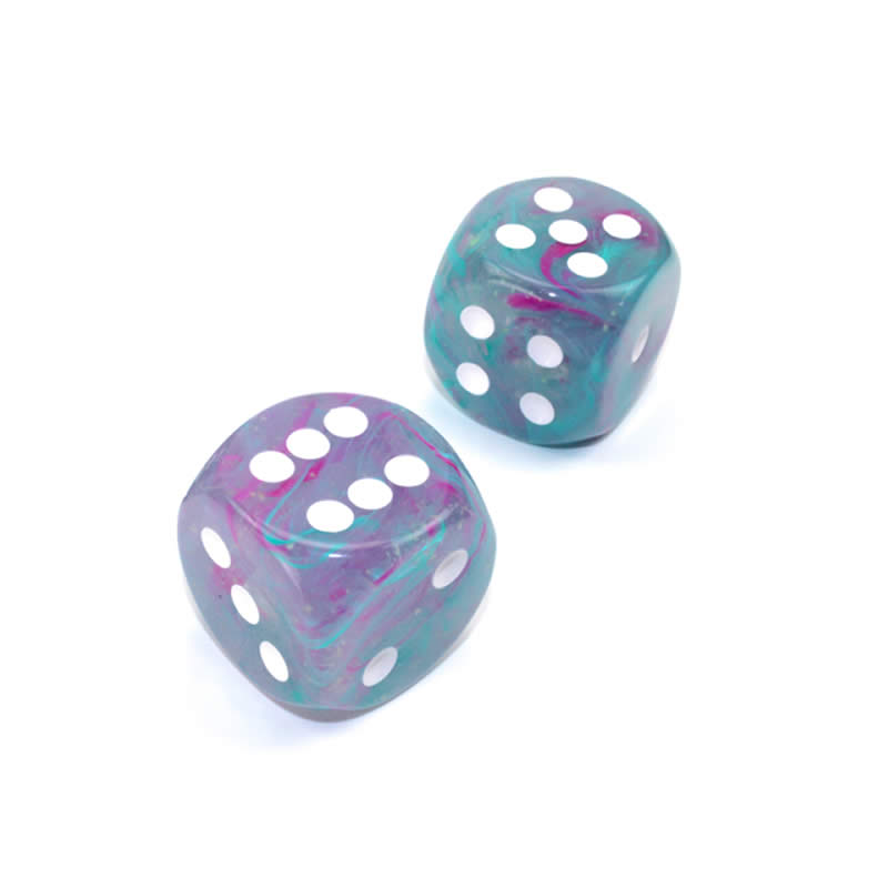 WCXDN3045E2 Wisteria Nebula Luminary Dice White Pips D6 30mm (1.18in) Pack of 2 3rd Image