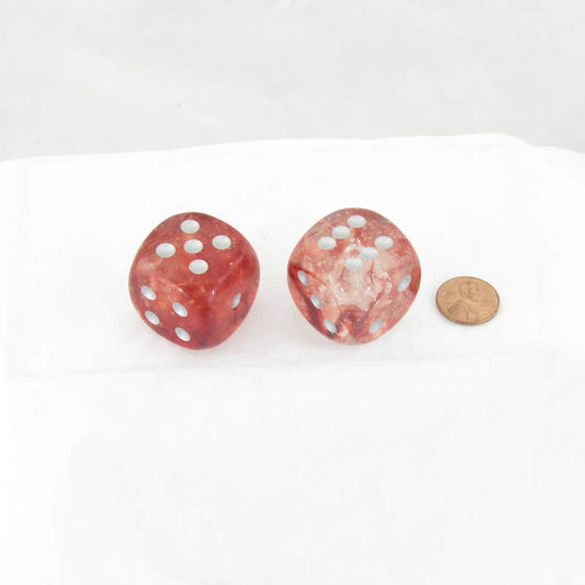 WCXDN3054E2 Red Nebula Luminary Dice Silver Pips D6 30mm (1.18in) Pack of 2 Main Image