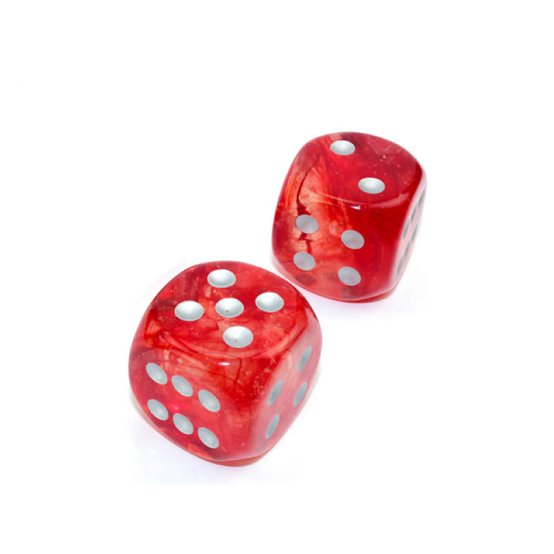 WCXDN3054E2 Red Nebula Luminary Dice Silver Pips D6 30mm (1.18in) Pack of 2 3rd Image