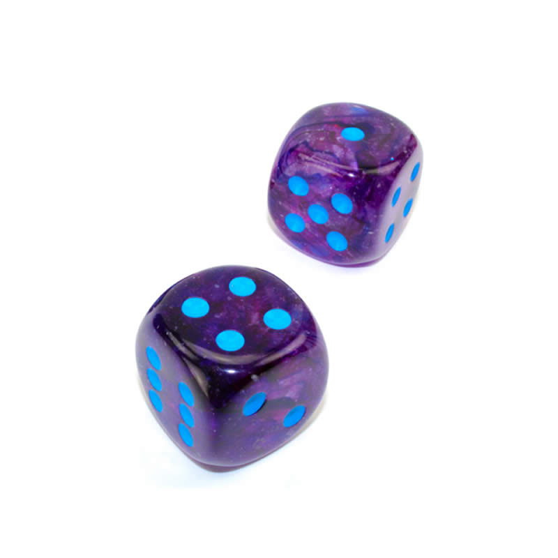 WCXDN3057E2 Nocturnal Nebula Luminary Dice Blue Pips D6 30mm (1.18in) Pack of 2 3rd Image