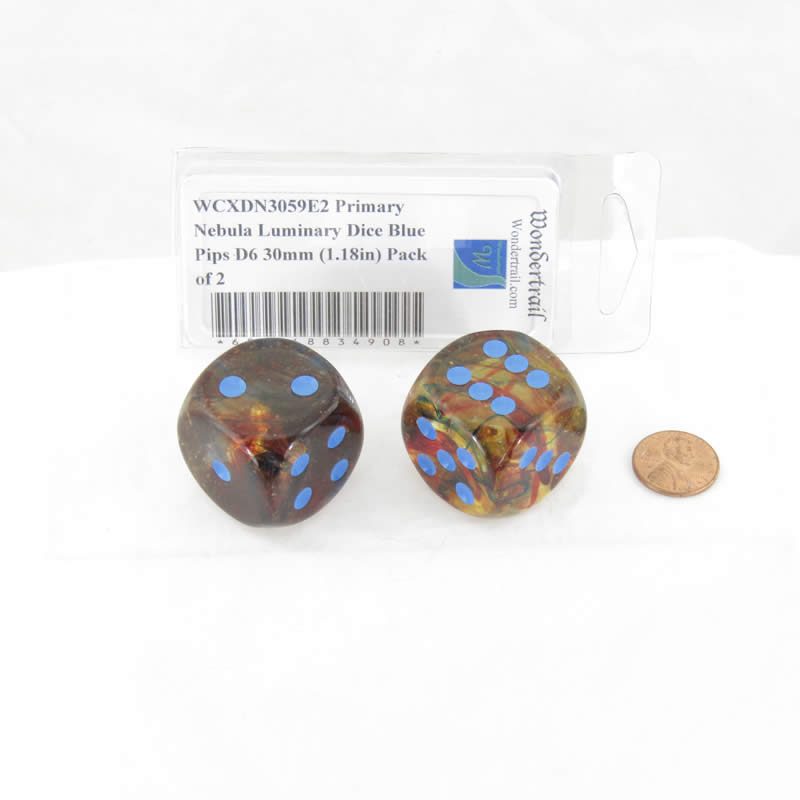 WCXDN3059E2 Primary Nebula Luminary Dice Blue Pips D6 30mm (1.18in) Pack of 2 2nd Image