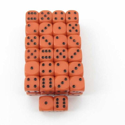 WCXDQ1203E50 Orange Opaque Dice Black Pips D6 12mm Bulk Pack of 50 Main Image