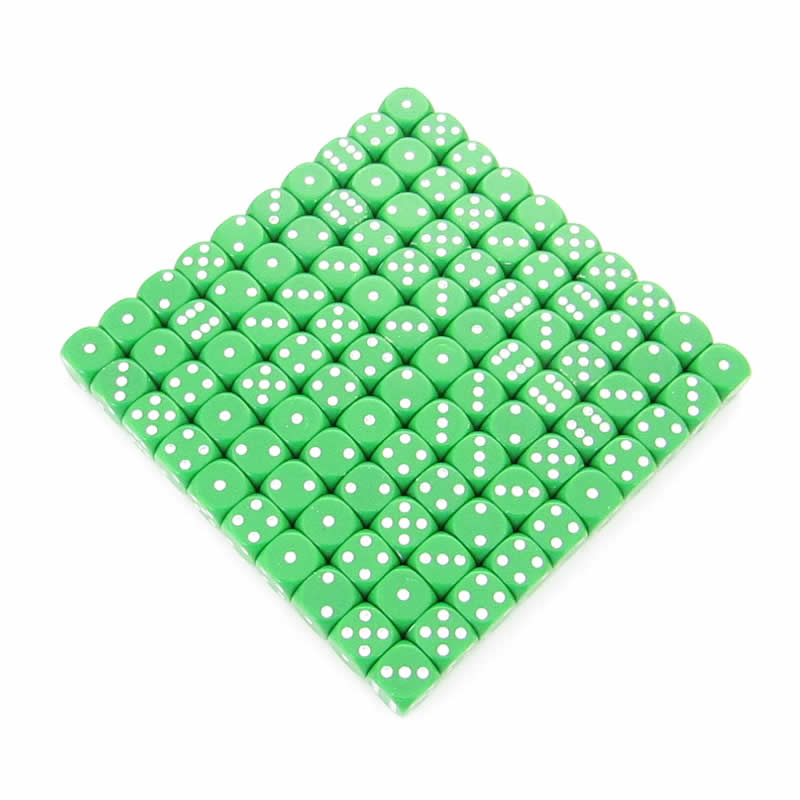 WCXDQ1205B1 Green Opaque Dice White Pips D6 12mm Bulk Pack of 100 Main Image