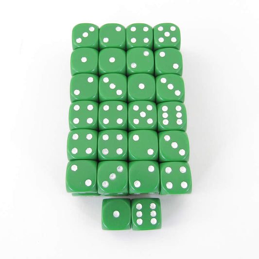 WCXDQ1205E50 Green Opaque Dice White Pips D6 12mm (1/2in) Bulk Pack of 50 Main Image