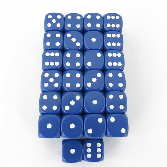 WCXDQ1206E50 Blue Opaque Dice White Pips D6 12mm (1/2in) Bulk Pack of 50 Main Image