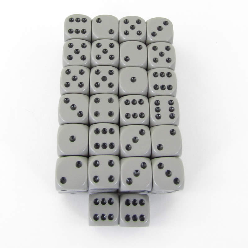 WCXDQ1210E50 Dark Grey Opaque Dice Black Pips D6 12mm Bulk Pack of 50 Main Image